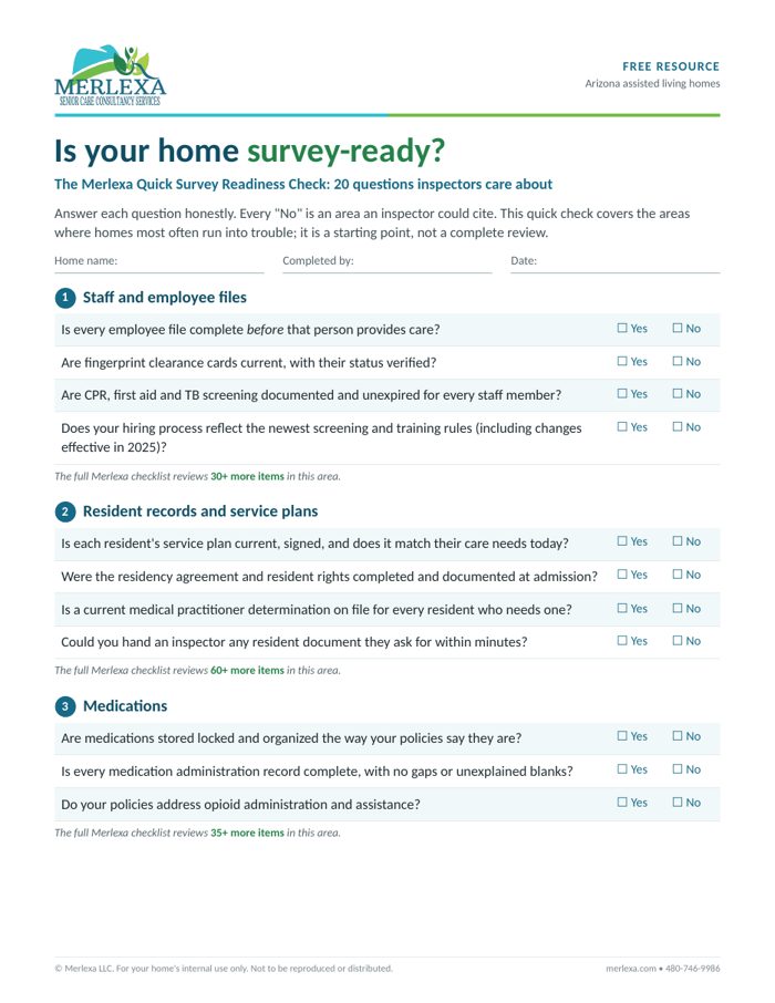 Cover of the Merlexa Quick Survey Readiness Check
